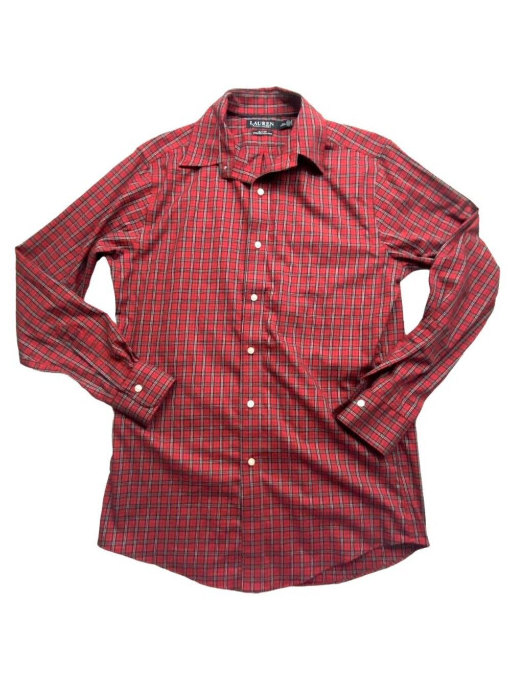 Lauren Ralph Lauren Mens Button Front Plaid Shirt-Red/Black-size 34/35-GUC